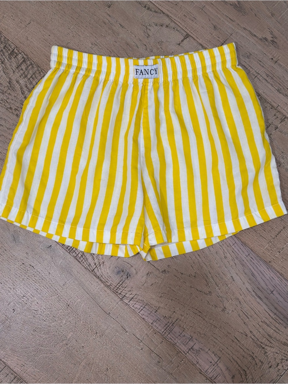 Fancy brand Yellow & White Striped Side-Tie Maxi top and shorts set, small - Picture 3 of 4